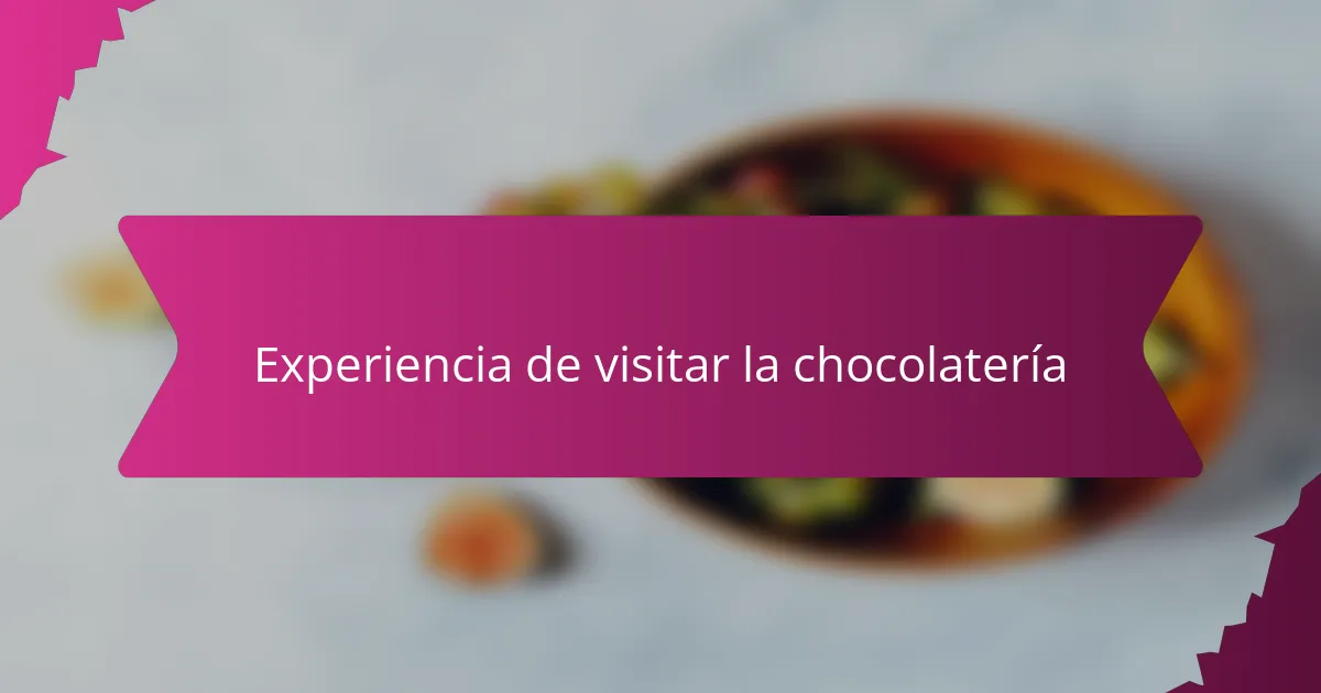 Experiencia de visitar la chocolatería
